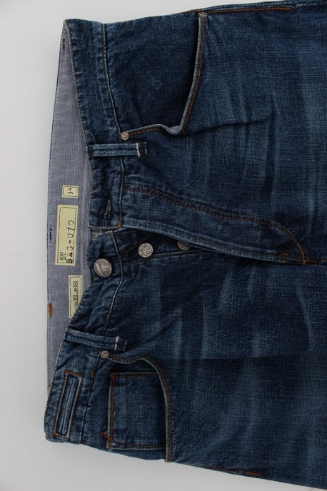 Acht Men's Blue Wash Cotton Baggy Loose Fit Jeans