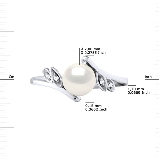 DIADEMA - Ring - White Gold - Real Freshwater Pearls - White