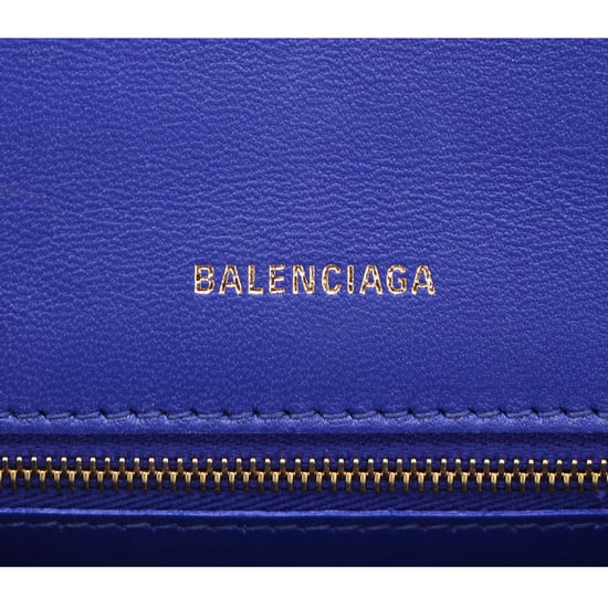 Balenciaga Small Hourglass Crocodile Embossed Top Handle Bag in Blue Calfskin Leather - Image 6