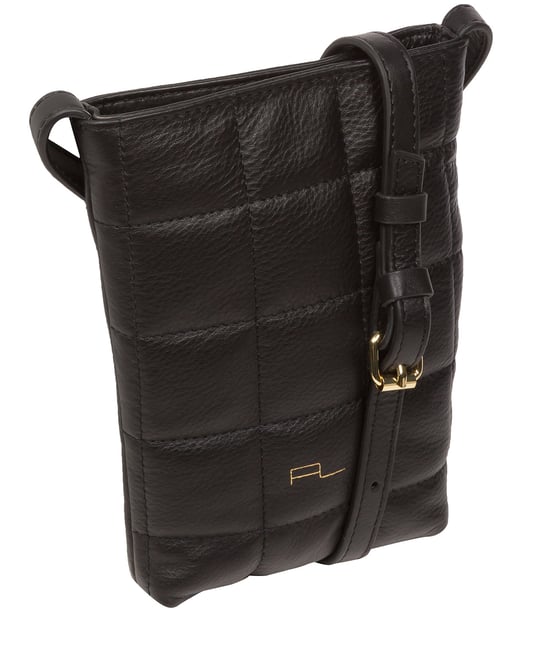 'Elouise' Black Nappa Leather Cross Body Phone Bag