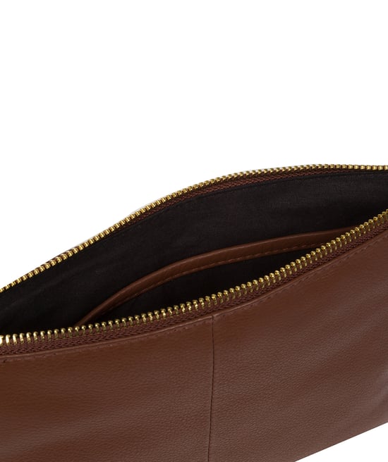 'Hannah' Dark Tan Nappa Leather Cross Body Bag