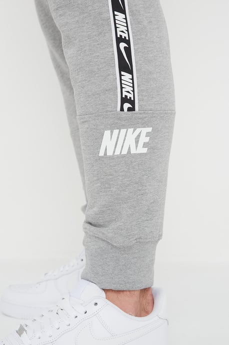 Nike Mens Repeat Taping Logo Fleece Cuffed Joggers in Grey - Image 6