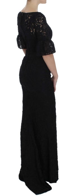 Dolce & Gabbana Vrouwen Zwart Bloemen Kanten Lange Bodycon Maxi Jurk - Image 4
