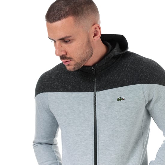 Men's Lacoste Colourblack Two Ply Zull Zip Hoody in Grey - Image 5