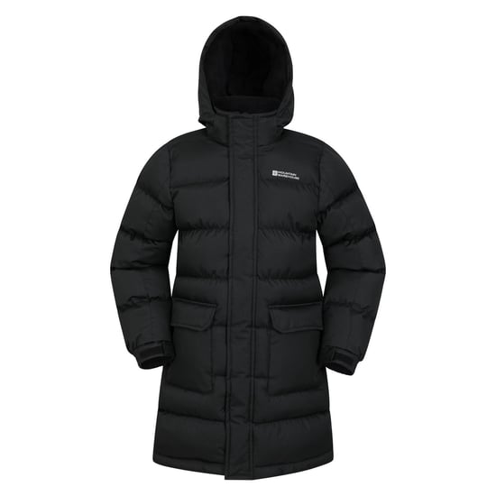 Mountain Warehouse Childrens/Kids Water Resistant Longline Padded Jacket (Black) - Image 1