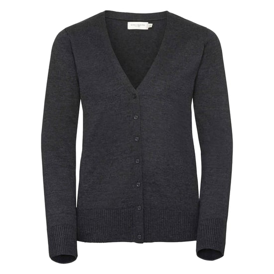 Russell Collection Ladies/Womens V-neck Knitted Cardigan (Charcoal Marl)