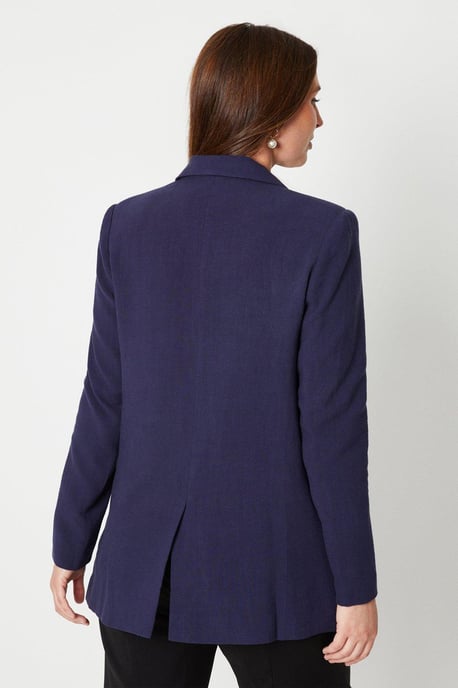 Linen Longline Double Breasted Blazer