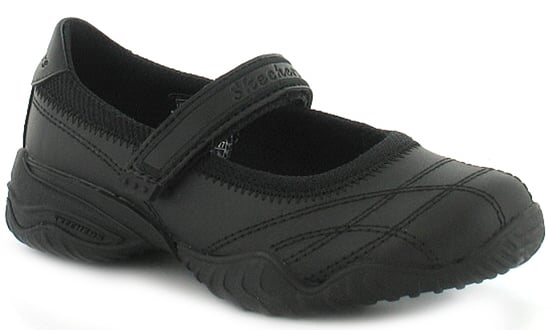 Nieuwe Meisjes Zwarte Leren Skechers School Sneakers met Klittenbandsluiting - Image 1