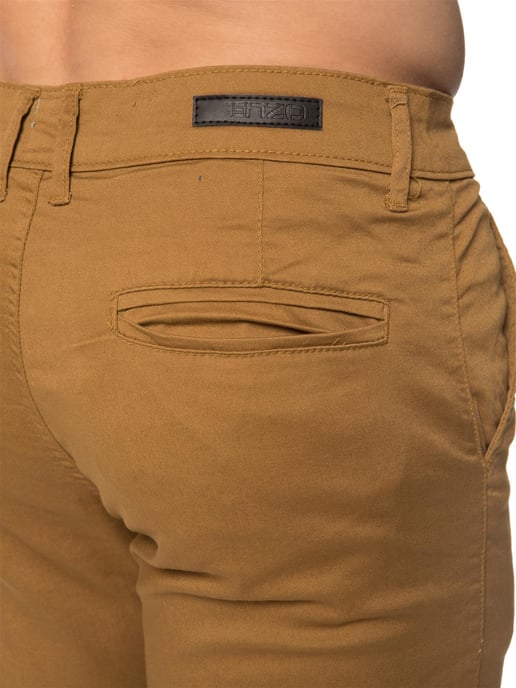 Enzo | Mens Slim Fit Stretch Chino Shorts - Tan - Image 4
