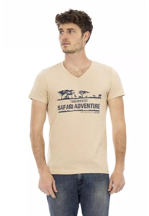 Trussardi Action Men's Beige Cotton T-Shirt
