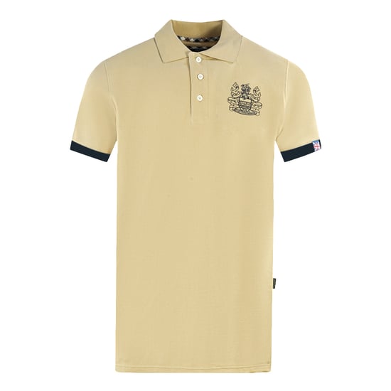 Aquascutum Branded Collar Beige Polo Shirt - Image 1