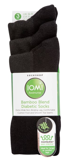 Extra Wide Bamboo Socks for Diabetics by IOMI | 3 Pack | 4 Colours - Image 2