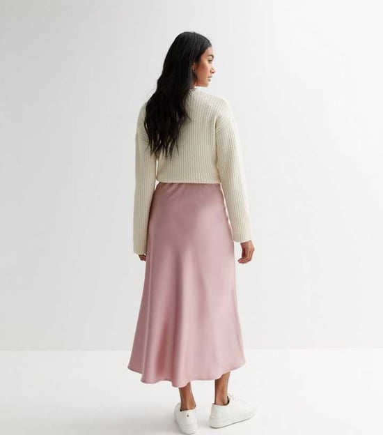 Satin Bias Cut Midi Skirt