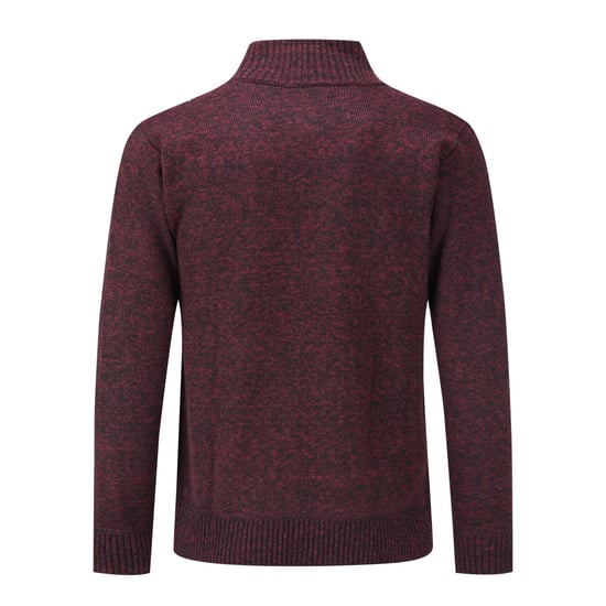 Men's Cardigan with Zip Cardigan Chunky Knit with Stand-Up Collar for Winter Red