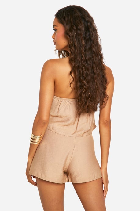 Linen Look Button Front Bandeau