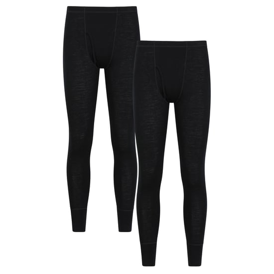 Mountain Warehouse Mens Merino Wool Base Layer Bottoms (Pack of 2) (Black)