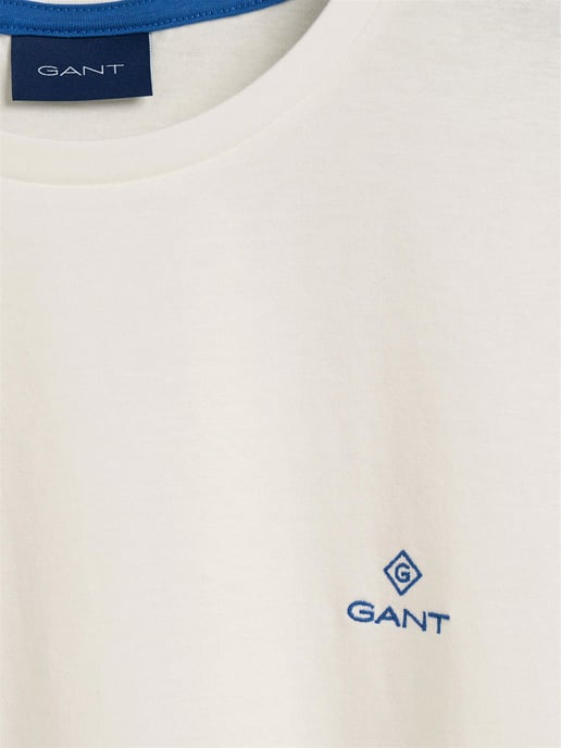 Gant | T-shirt med rund hals för män med kontrasterad logotyp - Vit - Image 5
