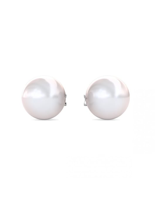 Full Moon Pearl Earrings - Silver and Crystal - Image 3