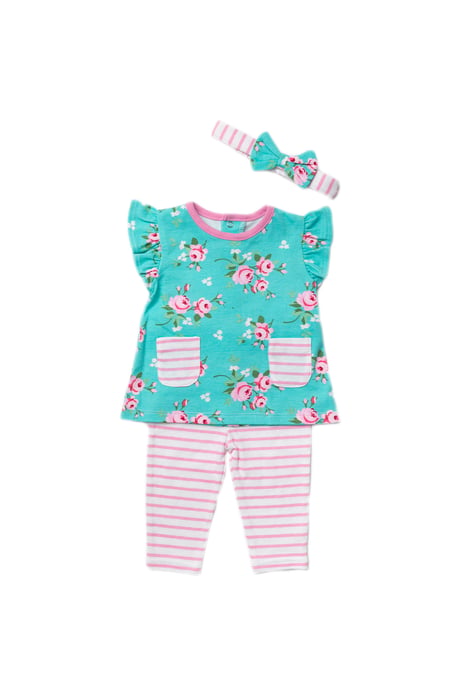 Rose Print Cotton 3-Piece Set