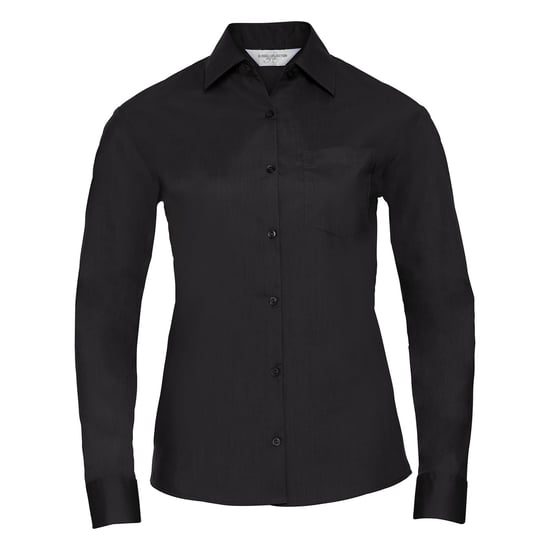 Russell Collection Dames/Dames Poplin Easy-Care Overhemd met Lange Mouwen (Zwart) - Image 1