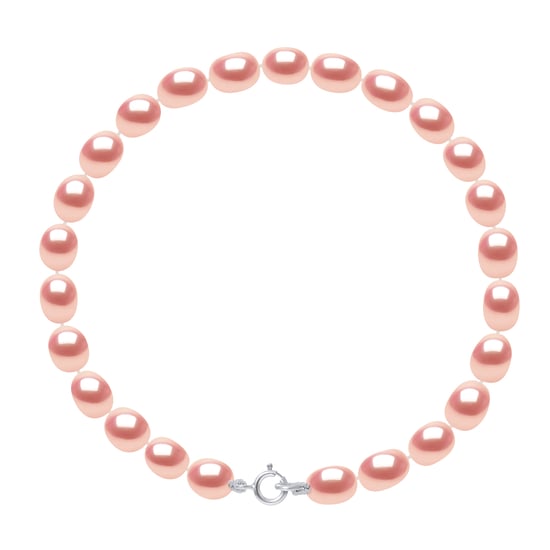 DIADEMA - Bracelet - Real Freshwater Pearls - Pink - White Gold
