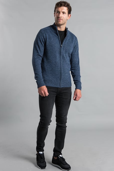 Navy Recycled Cotton Blend Zip-Through Cardigan
