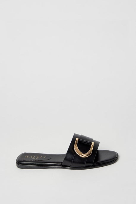 Juliette Comfort Gold Trim Detail Flat Mule Sandals