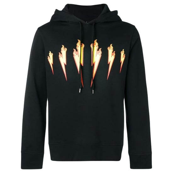 Neil Barrett Thunder Flame Lightning Bolt Logo Black Hoodie - Image 3