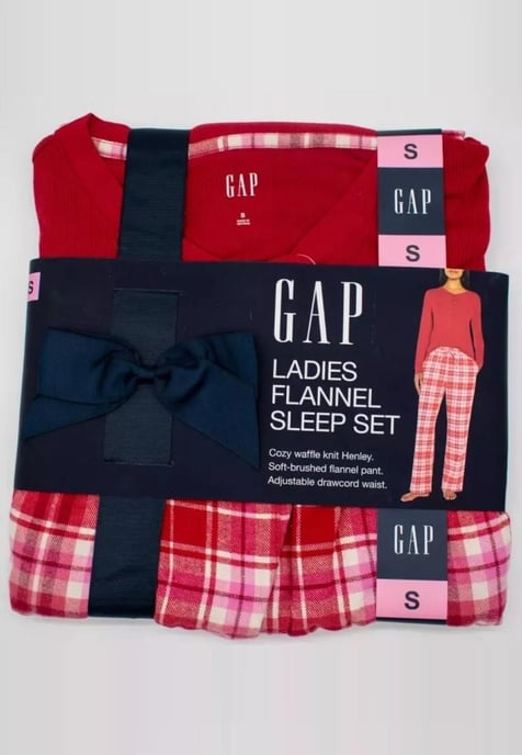 GAP Womens Pyjama Flannel Sleep Set in Red Tartan - Image 5
