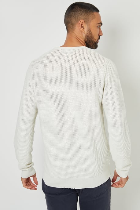 Natural Crochet Knit Crew Neck Jumper
