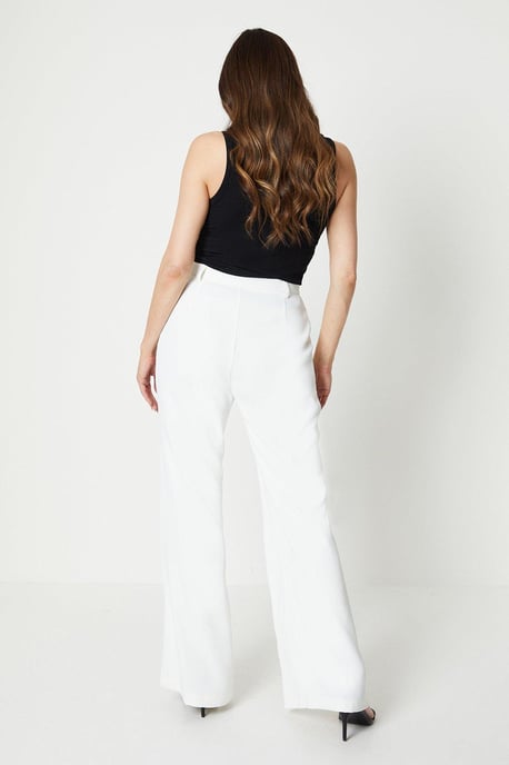 Button Detail Occasion Wide Leg Trouser