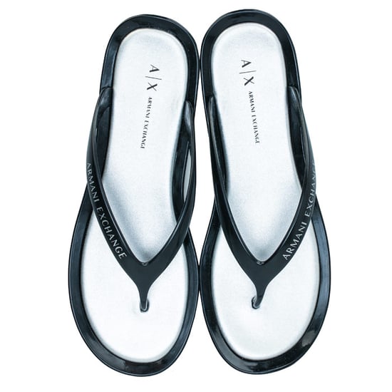Women's Armani Exchange Logo Flip Flops in Black - Image 1