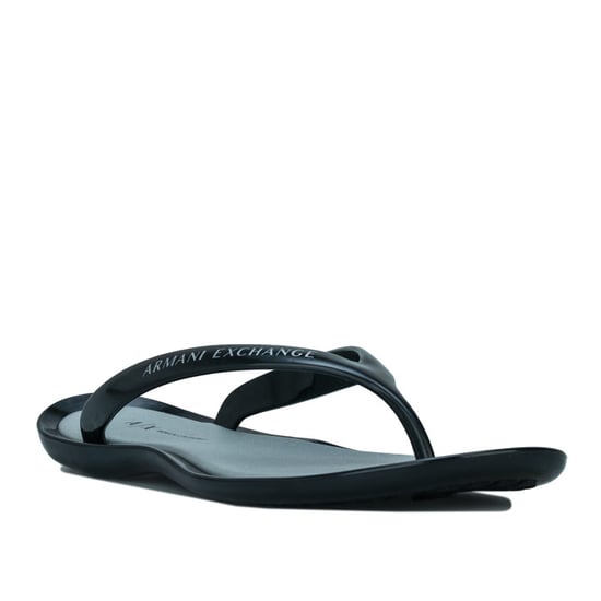 Women's Armani Exchange Logo Flip Flops in Black - Image 3