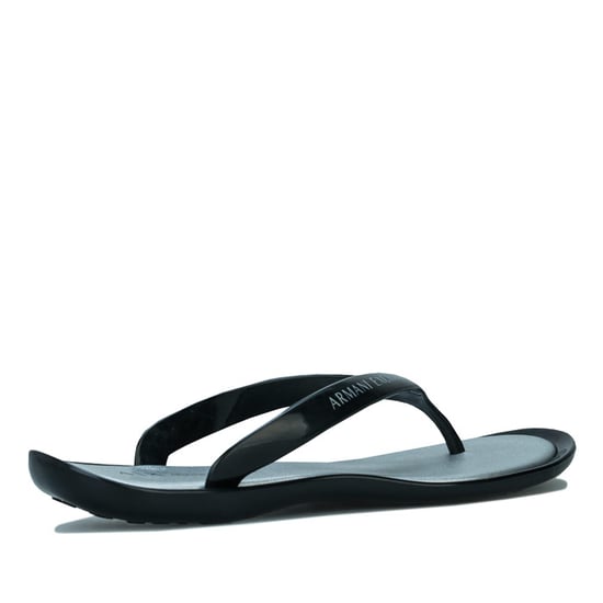Women's Armani Exchange Logo Flip Flops in Black - Image 4