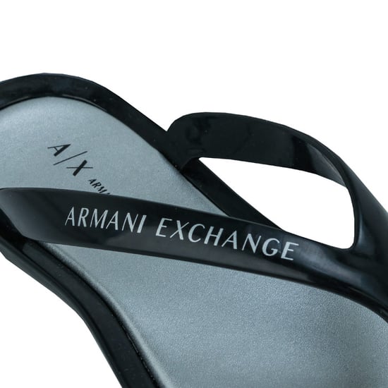 Women's Armani Exchange Logo Flip Flops in Black - Image 6