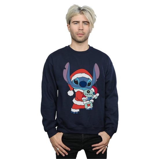 Disney Mens Lilo And Stitch Stitch Christmas Sweatshirt (Navy Blue)