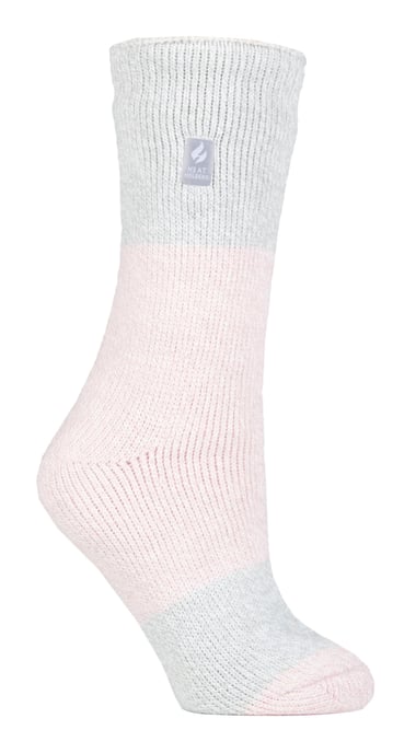 Heat Holders - Ladies Thermal Socks for Winter | Outdoor & Indoor Socks | Cuddly & Fluffy | Gifts for Women - Dusted Pink / Silver (Catania) - Image 1