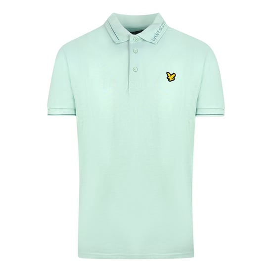 Lyle & Scott Acid Blue Branded Collar Polo Shirt - Image 1