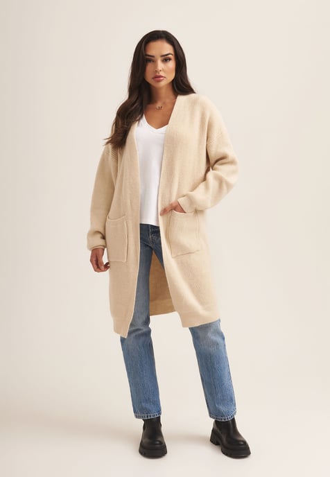 Fine Knit Pocket Edge to Edge Cardigan - Image 1