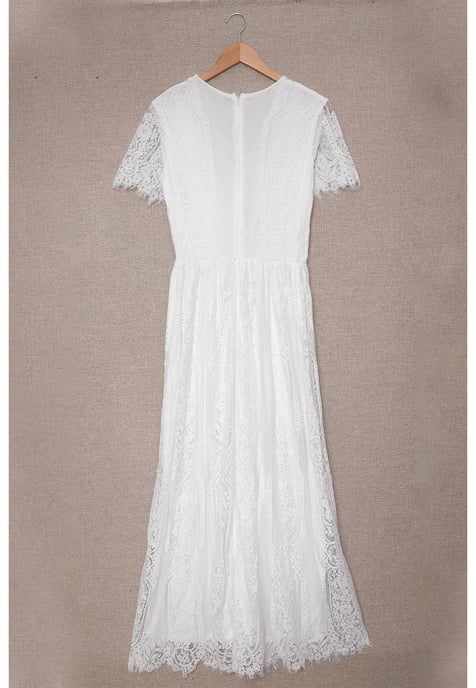 Dames Vul Je Hart Kanten Maxi-jurk in Wit - Image 3