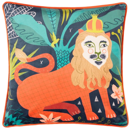 Kate Merritt Lion Piped Velvet Polyester Filled Cushion - Image 1