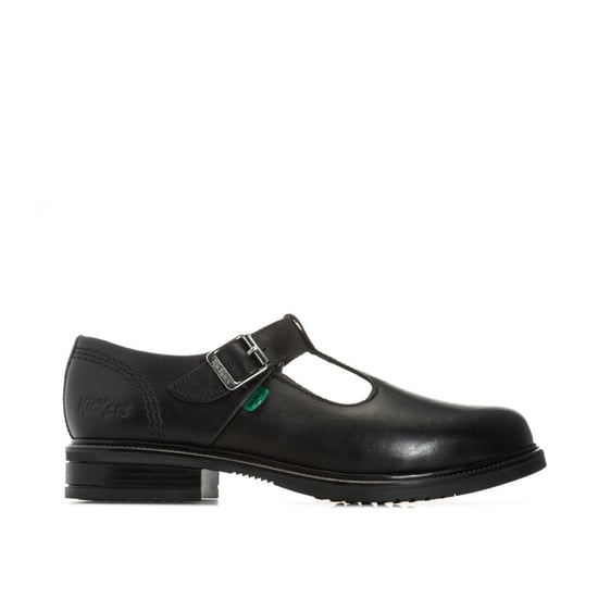 Girl's Kickers Junior Lach T-Bar Leather Shoes in Black
