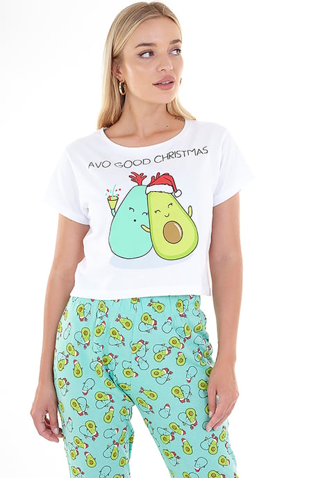 Green Cotton 'Avoxmas' Christmas Pyjama Set