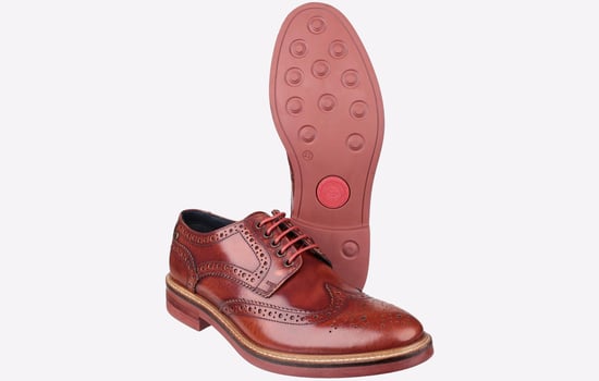 Base London Woburn Leren Heren Tan Brogues Schoenen - Image 4