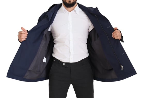 Dolce & Gabbana Blå Huva Dubbelknäppt Kappa Herrjacka - Image 6