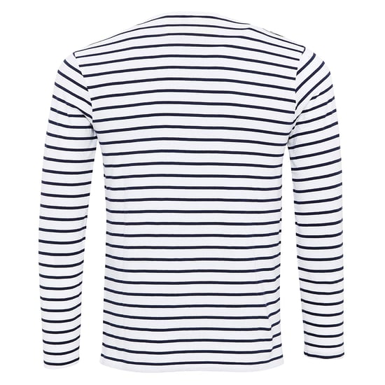 Premier Mens Long John Roll Sleeve Tee (White/Navy) - Image 2