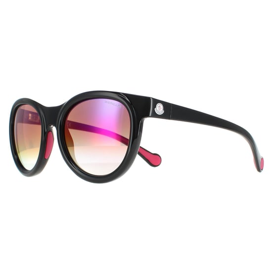 Moncler Round Unisex Shiny Black Smoke Mirror  ML0087