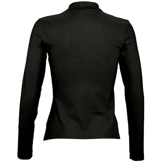 SOLS Womens/Ladies Podium Long Sleeve Pique Cotton Polo Shirt (Black) - Image 2