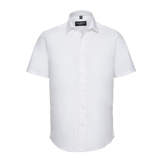 Russell Collection Mens Fitted Short-Sleeved Shirt (White) - Image 1