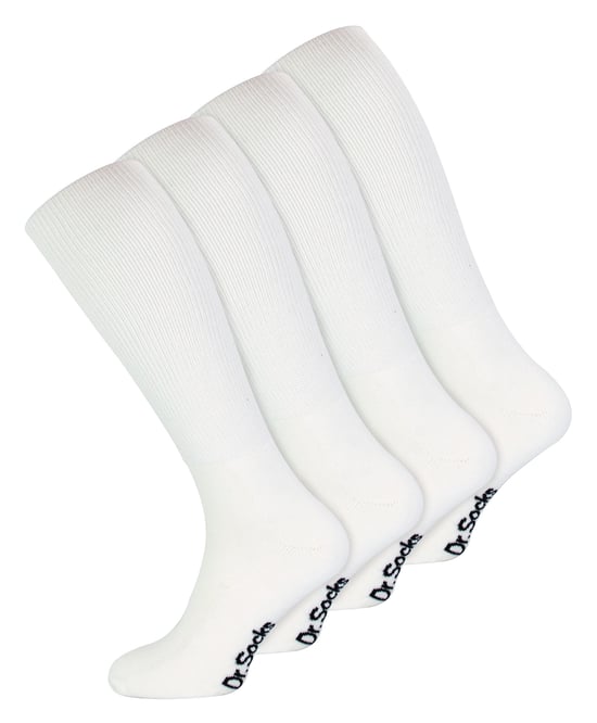 Mens Knee High Diabetic Socks | Dr.Socks | Extra Wide Loose Long Bamboo Socks for Swollen Legs - White - Image 1